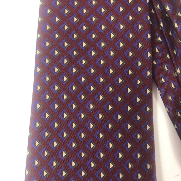 Vintage MICHAEL JACOBS for PARISIAN Silk Tie Burgundy Geometric Diamonds USA - Picture 3 of 8